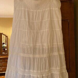 White cotton tiered maxi skirt  - Size M